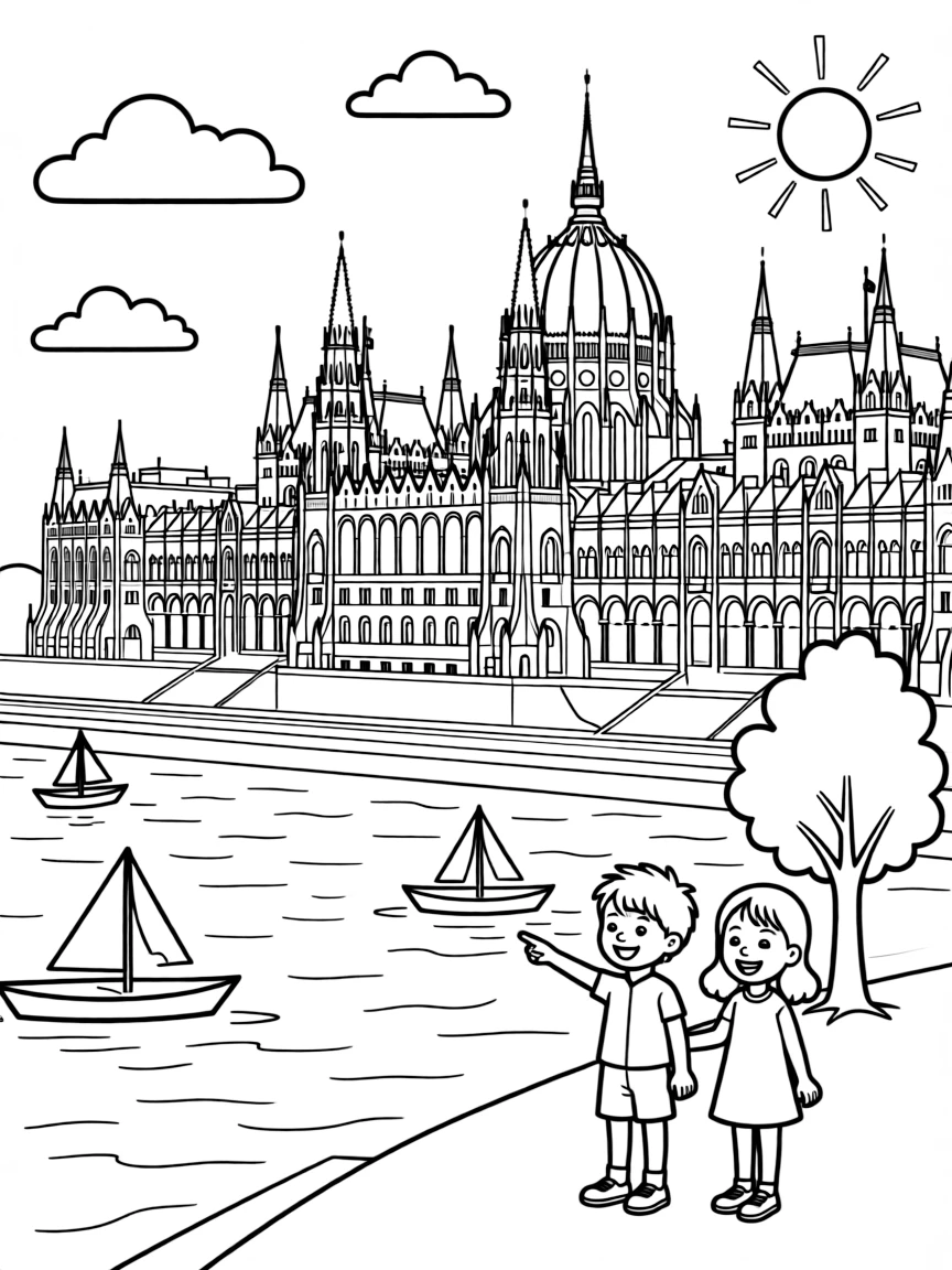 (Hungary) The Hungarian Parliament Building along the Danube River in Budapest