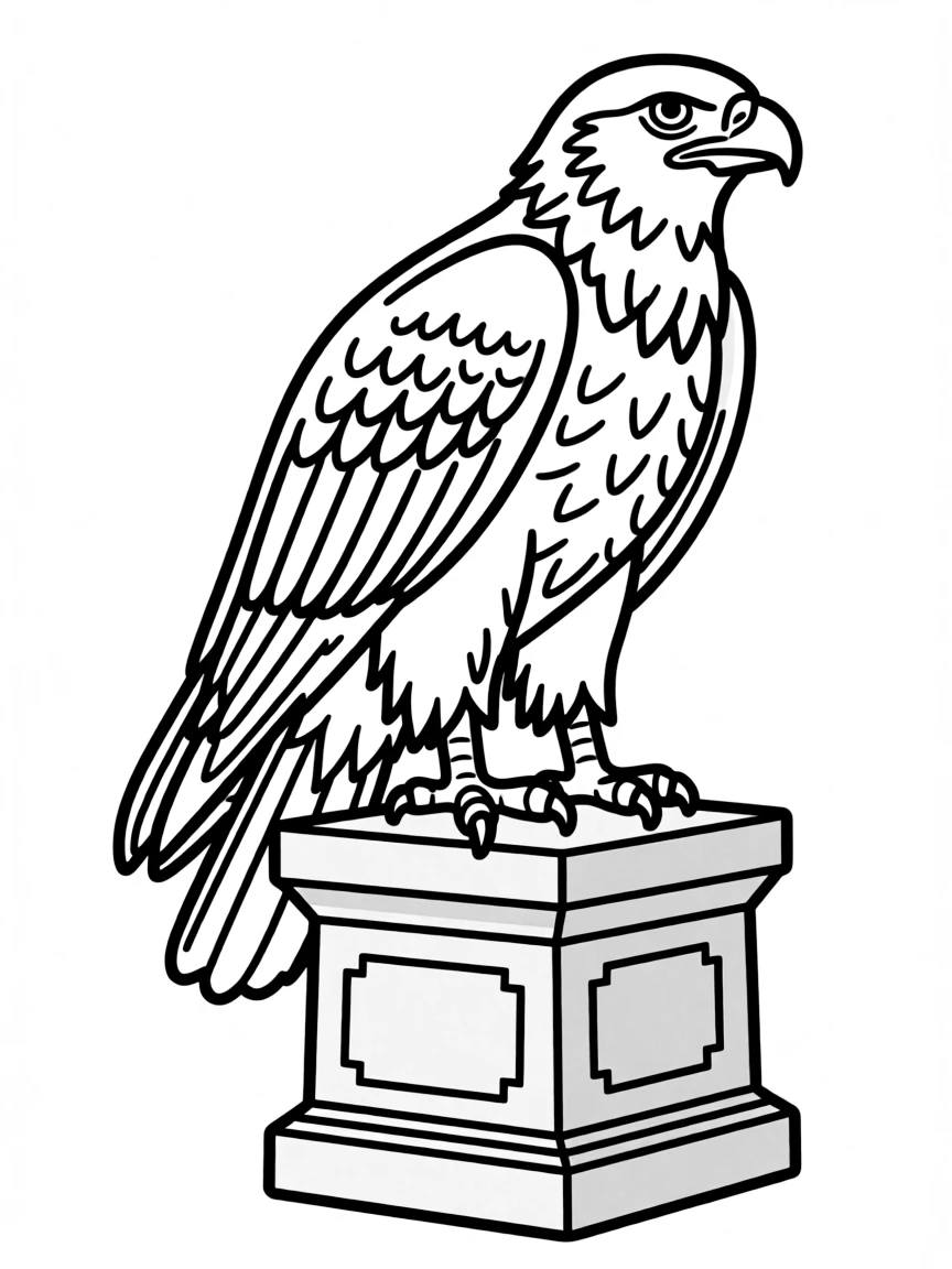 (Hungary) The mythical Turul bird (a falcon) statue perched on a pedestal