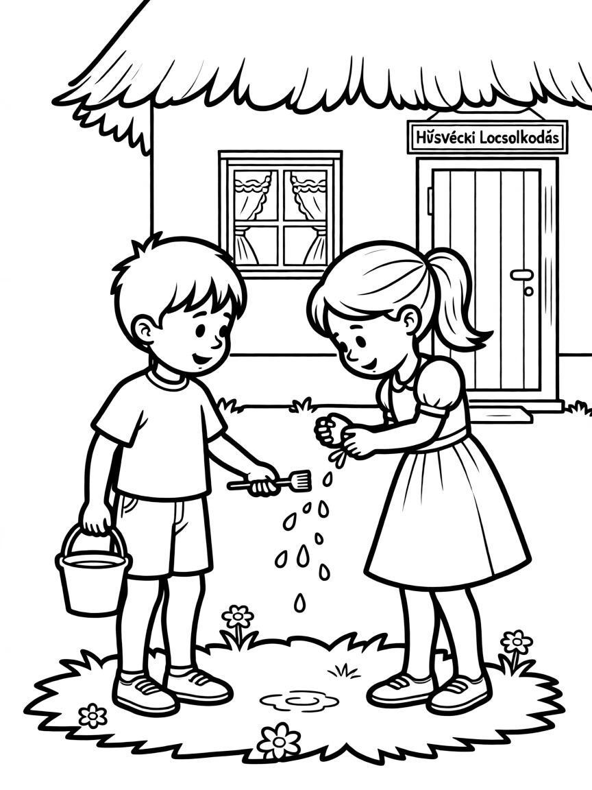 (Hungary) Friends in Hungary playfully sprinkling water for Easter Sprinkling Monday tradition