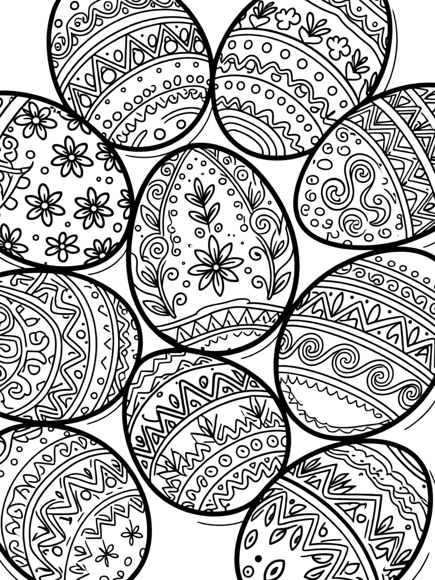 (Hungary) Bright Hungarian Easter eggs hand-painted with intricate folk designs