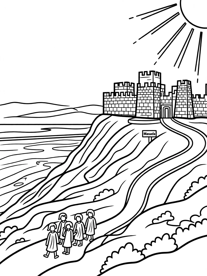 (Israel) The ancient hilltop fortress of Masada overlooking the desert and Dead Sea