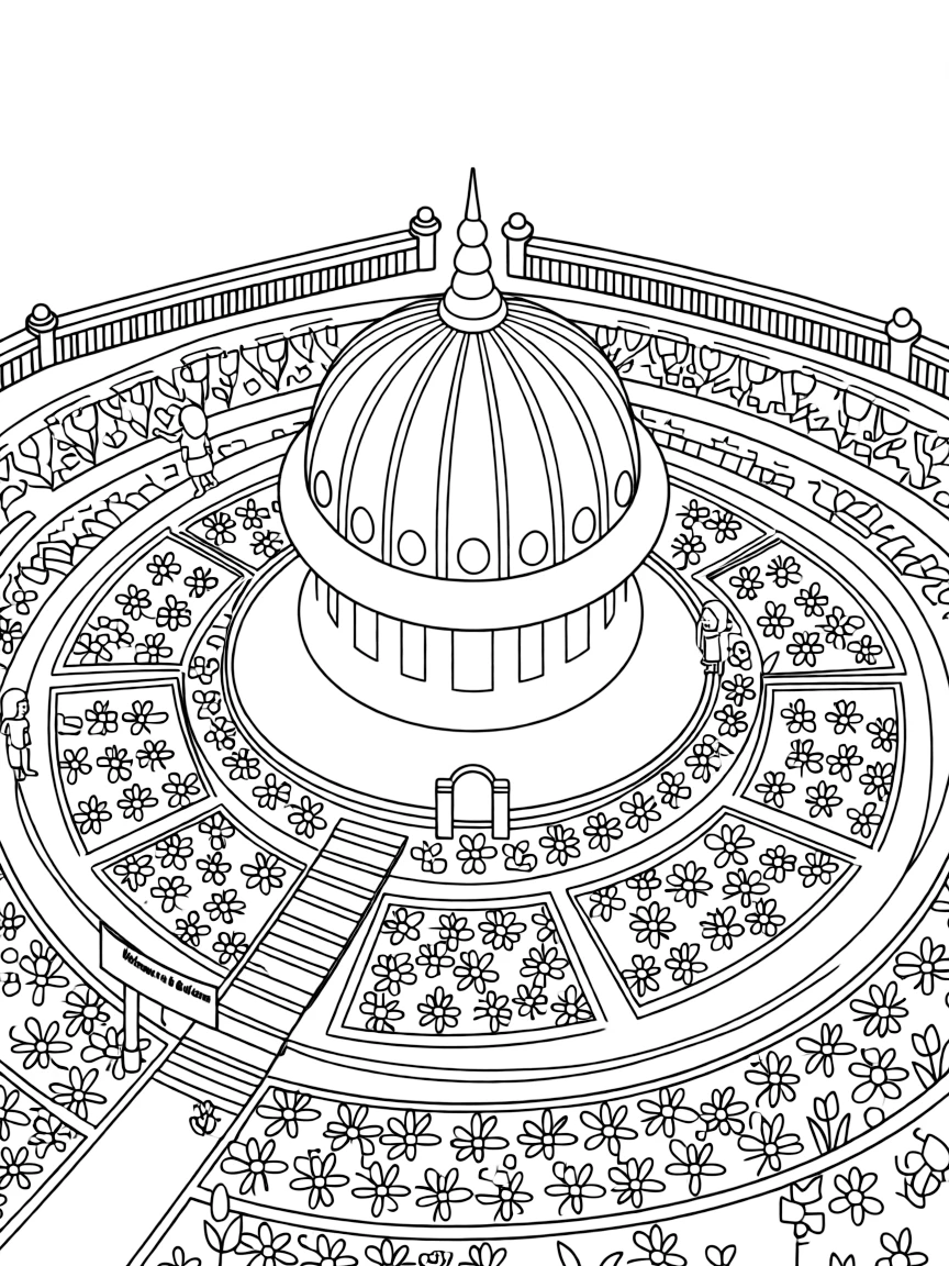 (Israel) The Baháʼí Gardens in Haifa with terraces of flowers and a golden-domed shrine