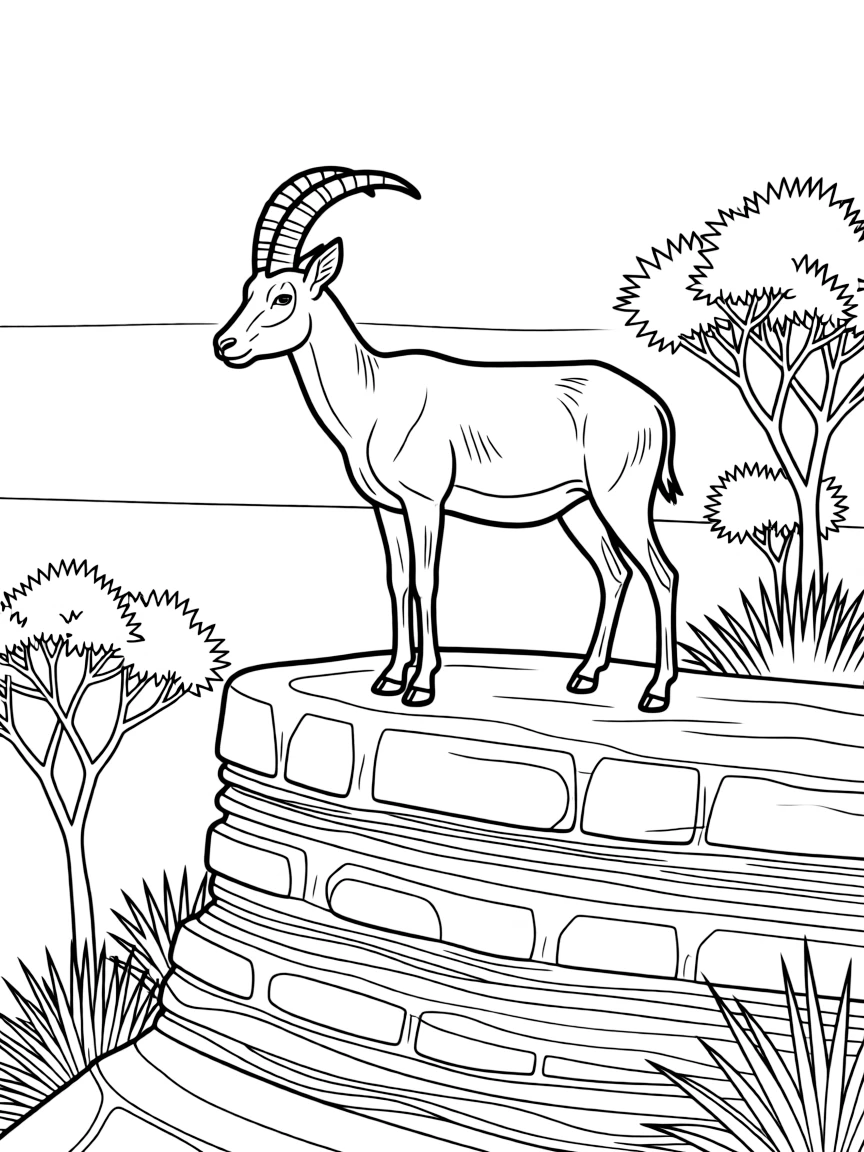 (Israel) A desert ibex (wild goat) standing on a cliff at Masada or Ein Gedi