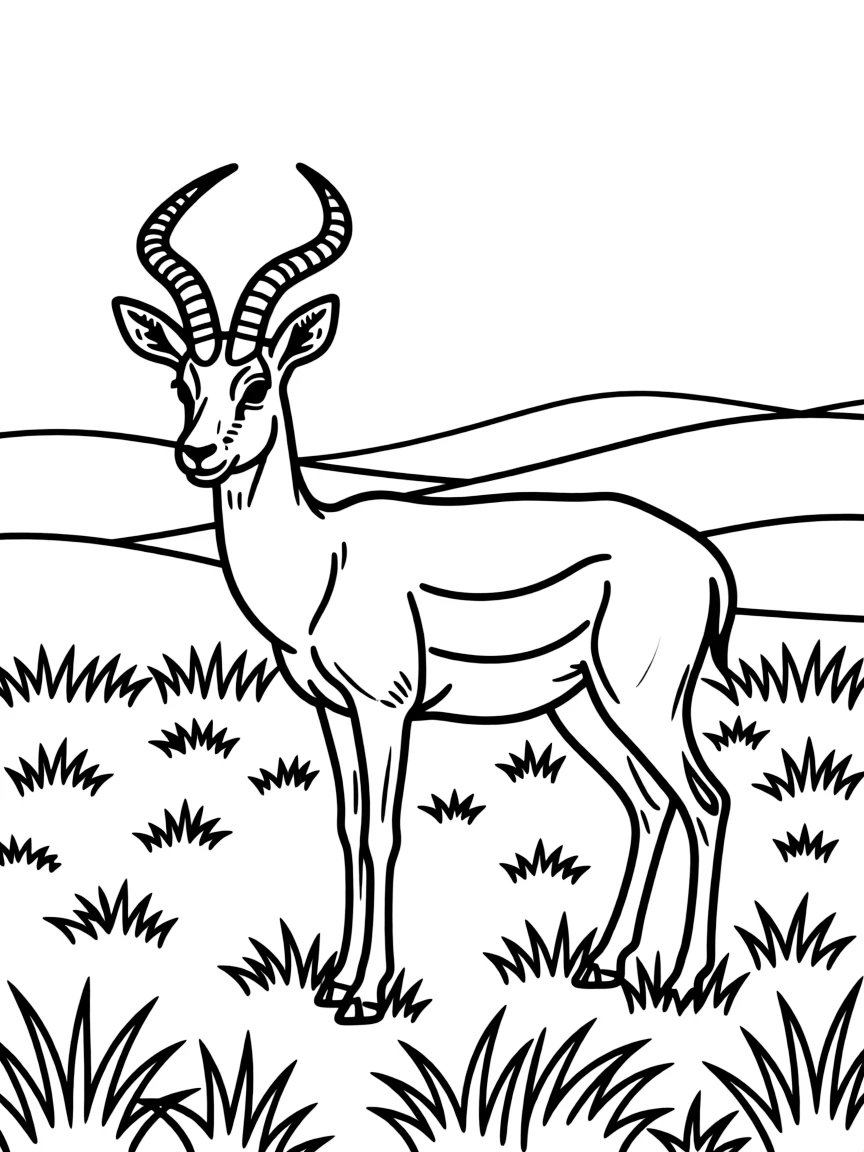 (Israel) A mountain gazelle grazing in a grassy field (an animal native to Israel)
