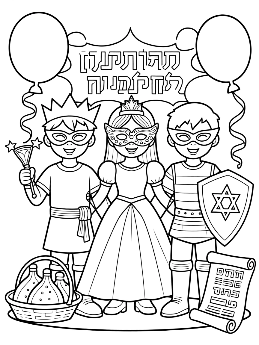 (Israel) Kids dressed in costumes and masks celebrating Purim (a festive holiday)