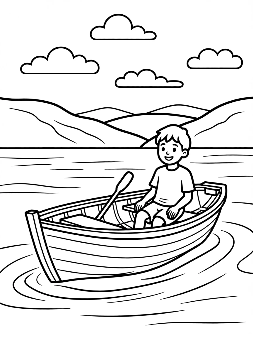 (Israel) The Sea of Galilee (Lake Kinneret) with a wooden boat and hills in the background