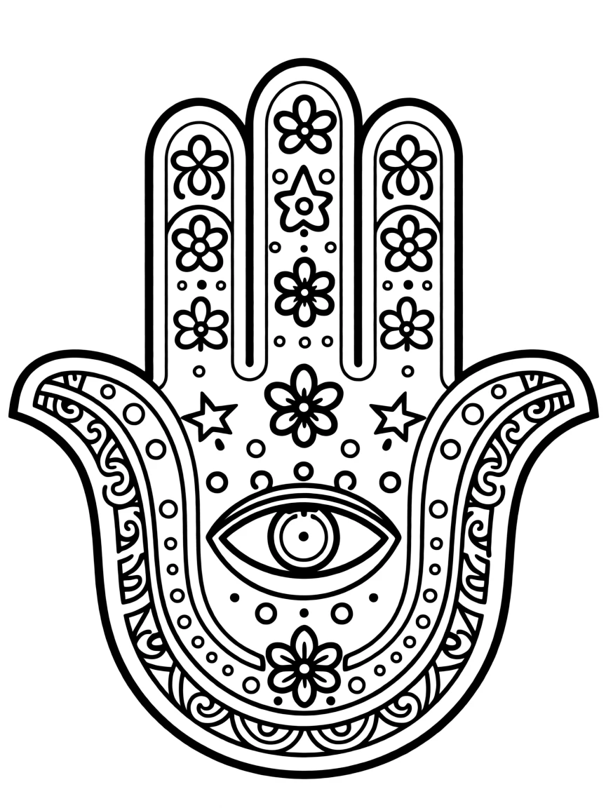 (Israel) A Hamsa hand amulet with ornate patterns (symbol of protection common in Israel)