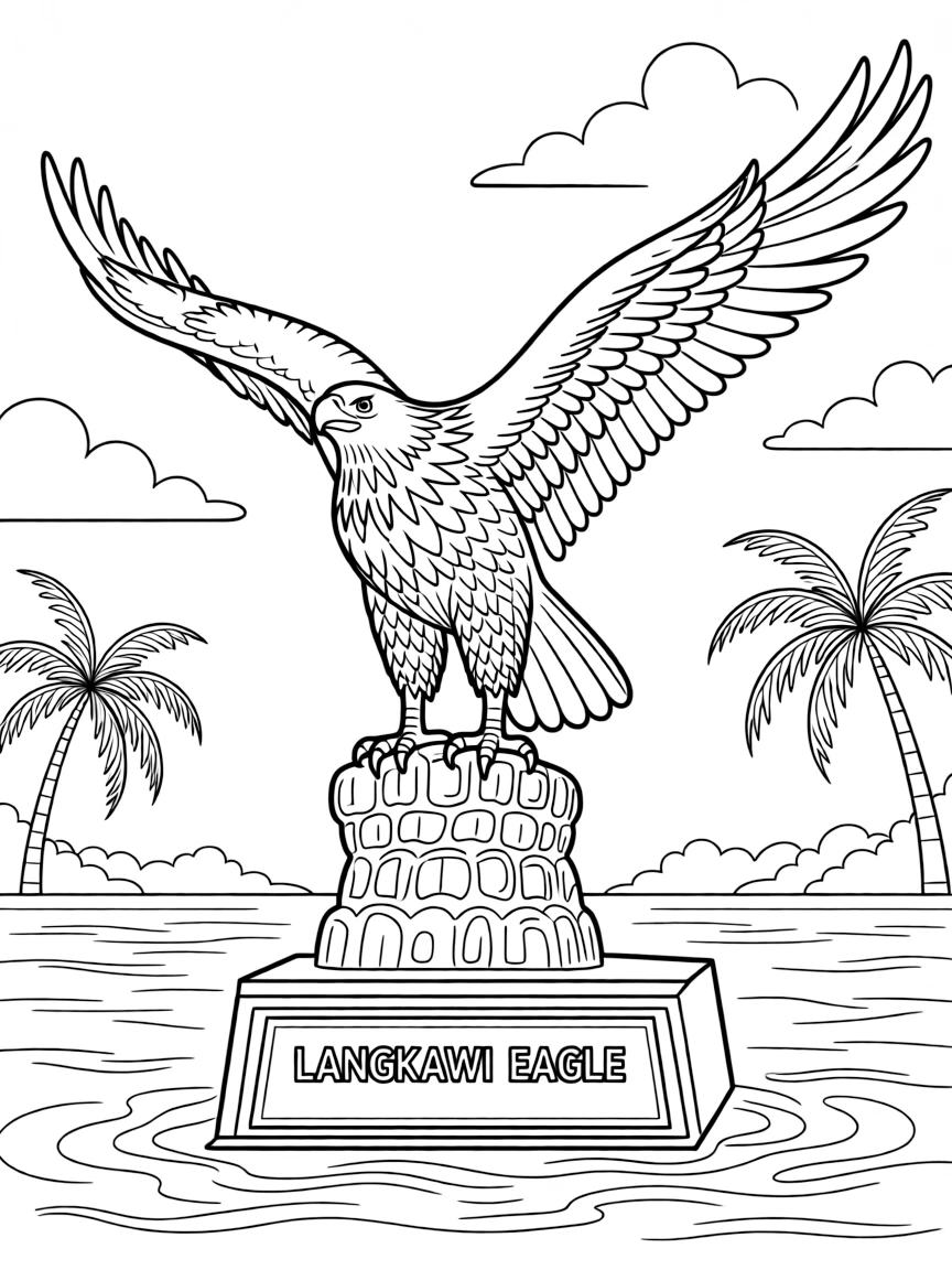 (Malaysia) The Langkawi Eagle statue by the waterfront (eagle with wings spread, a landmark of Langkawi Island)