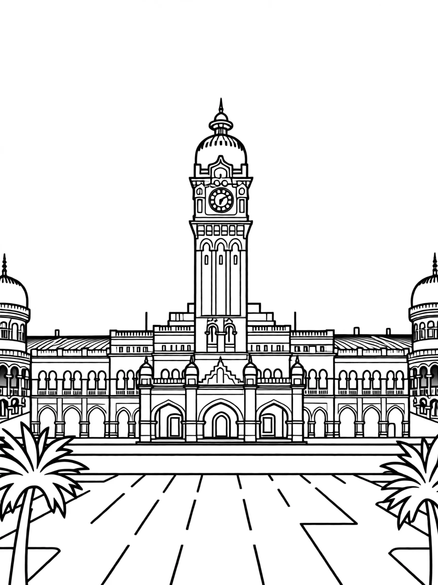(Malaysia) The Sultan Abdul Samad Building in Kuala Lumpur with its clock tower and Moorish design