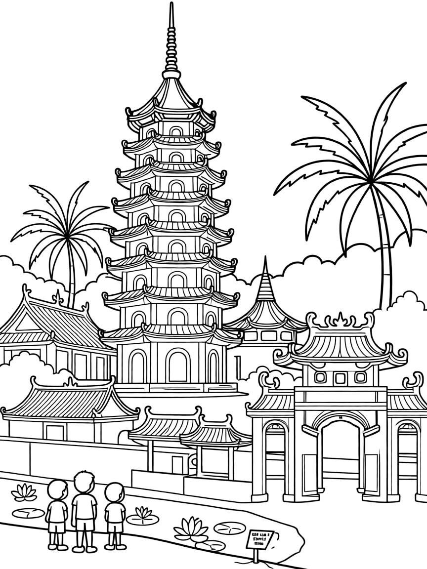 (Malaysia) The Kek Lok Si Temple in Penang, a colorful Buddhist temple with a tall pagoda