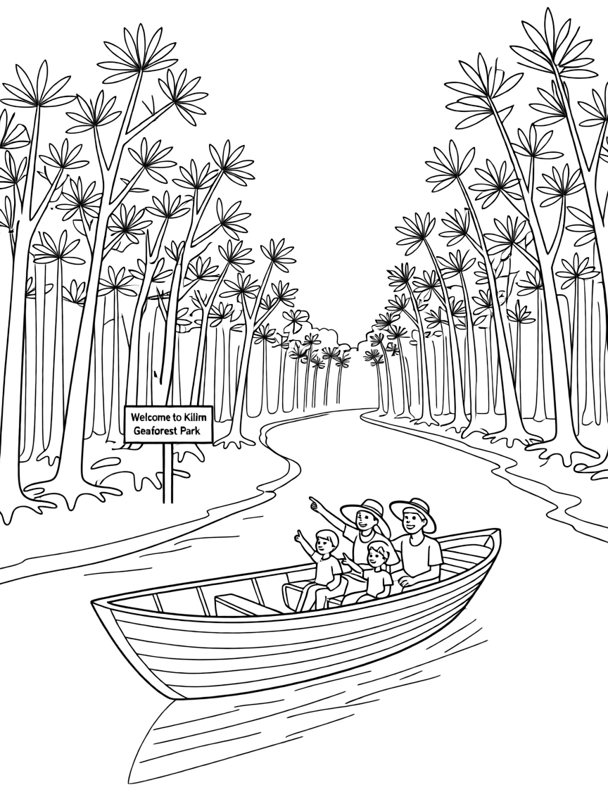 (Malaysia) Tourists on a boat cruising through the mangrove forest in the Kilim Geoforest Park, Langkawi