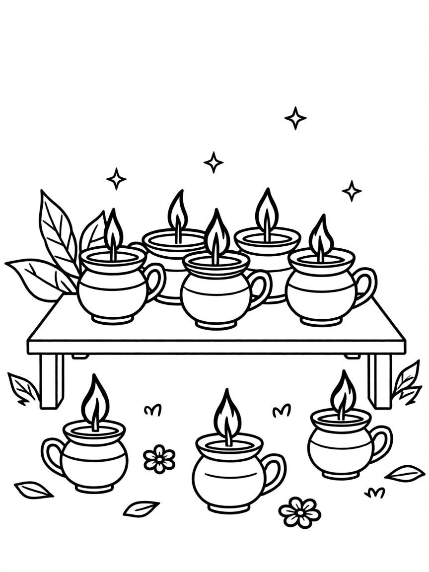 (Malaysia) Traditional Malay brass oil lamps (pelita) glowing at night during festive seasons