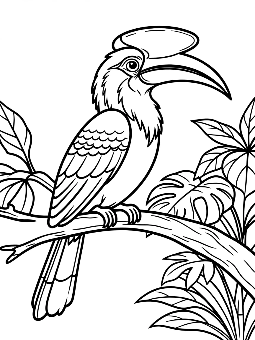 (Singapore) A hornbill bird sitting on a branch in the Singapore Zoo’s rainforest exhibit