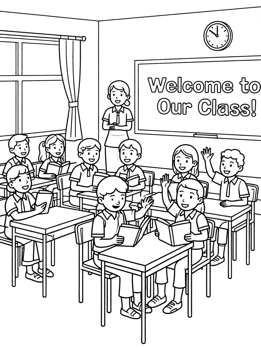 (Singapore) A classroom of students in Singapore wearing school uniforms and learning together