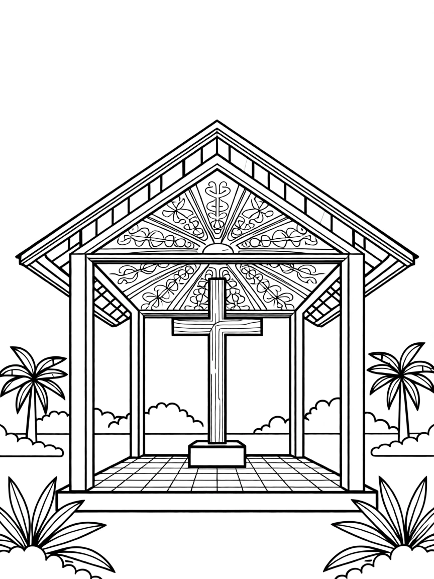 (Philippines) Magellan’s Cross pavilion in Cebu, housing the wooden cross under a painted dome