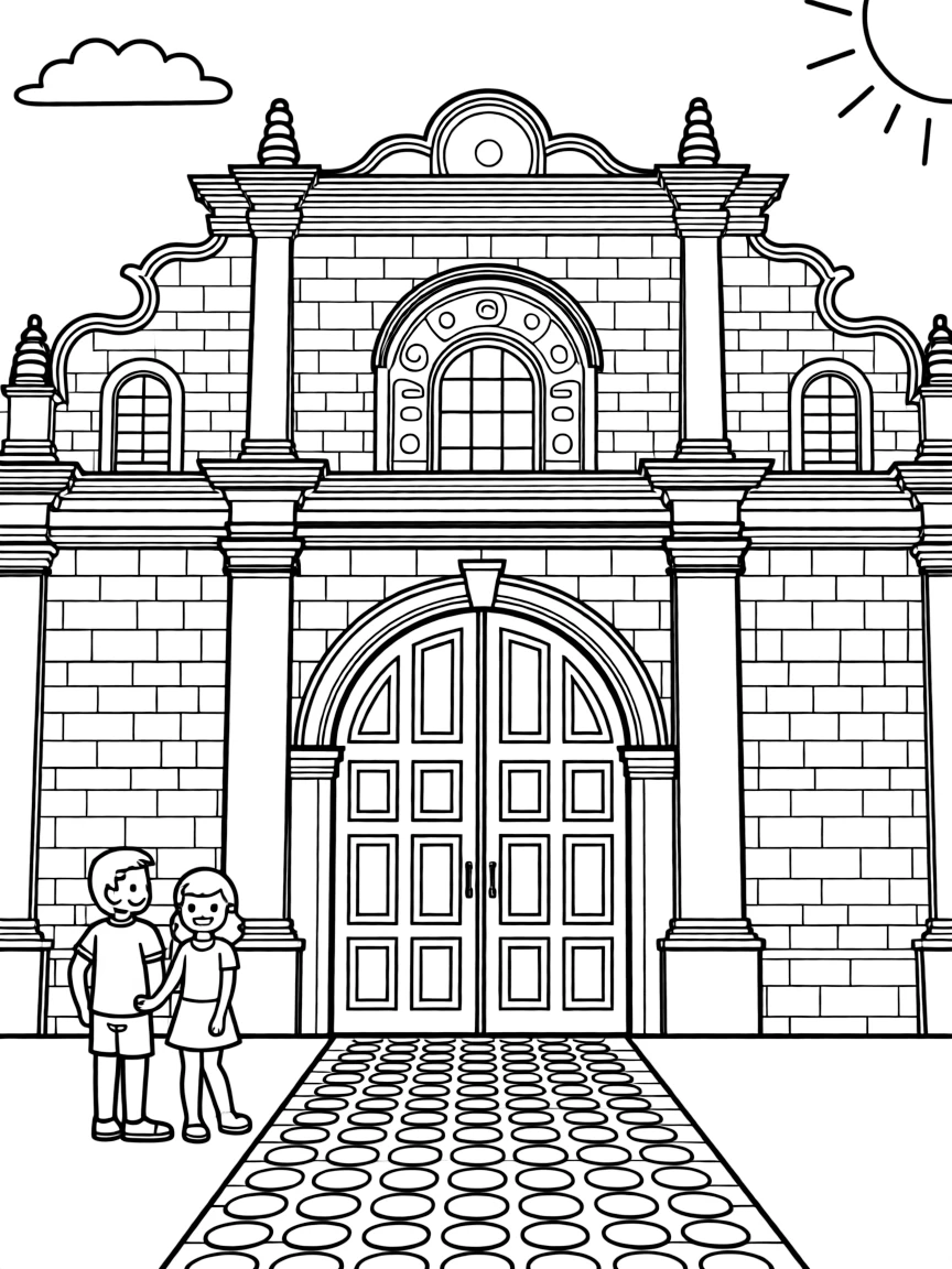 (Philippines) The Baroque San Agustin Church in Manila with its large wooden doors and stone facade