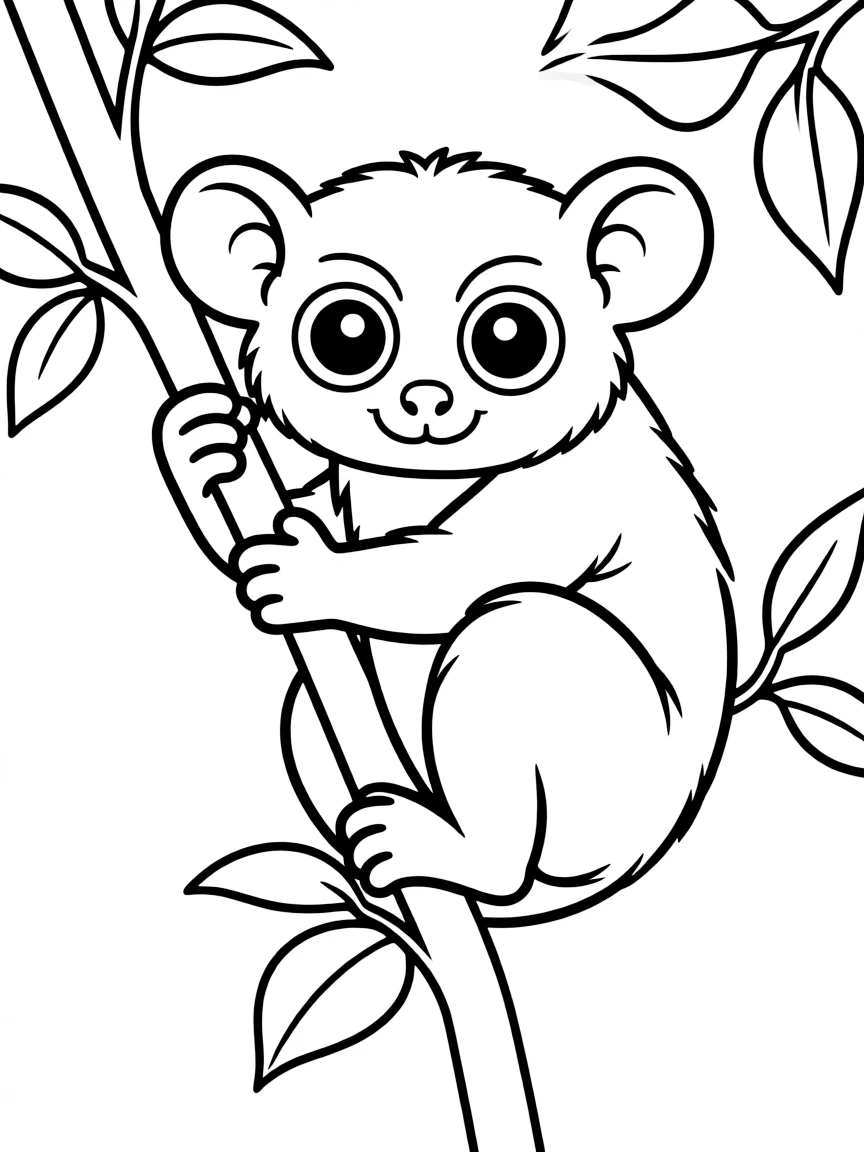 (Philippines) A tarsier clinging to a tree branch with its big round eyes (small primate from Bohol)