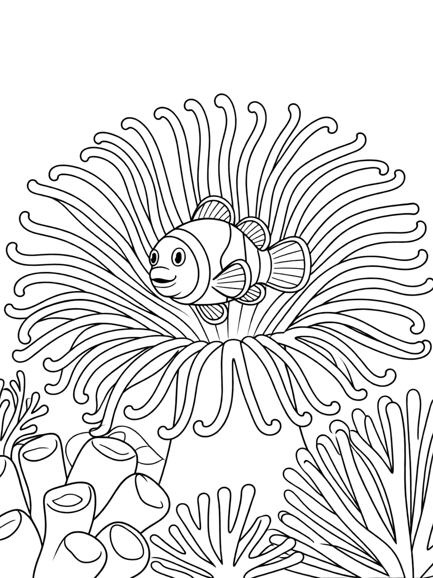 (Philippines) A clownfish peeking out of a sea anemone in a Philippine coral reef
