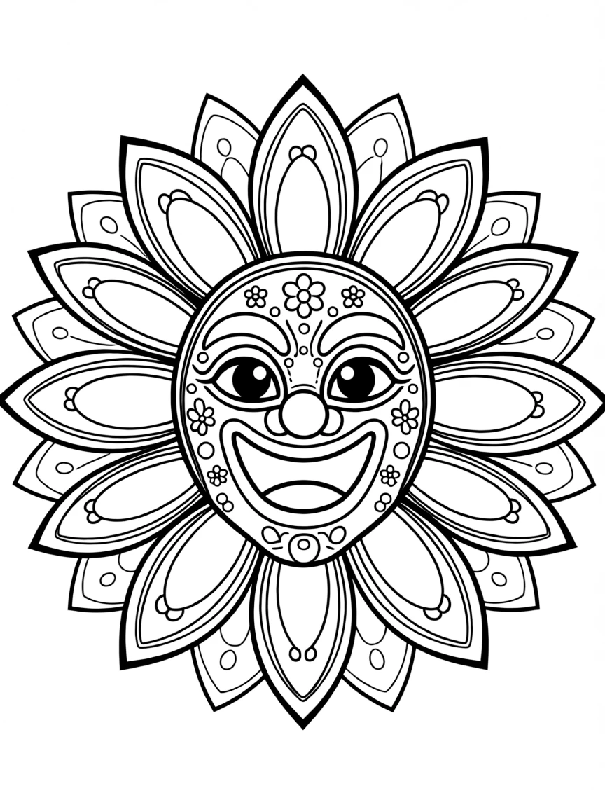 (Philippines) A brightly decorated MassKara Festival mask with a big smiling face from Bacolod City