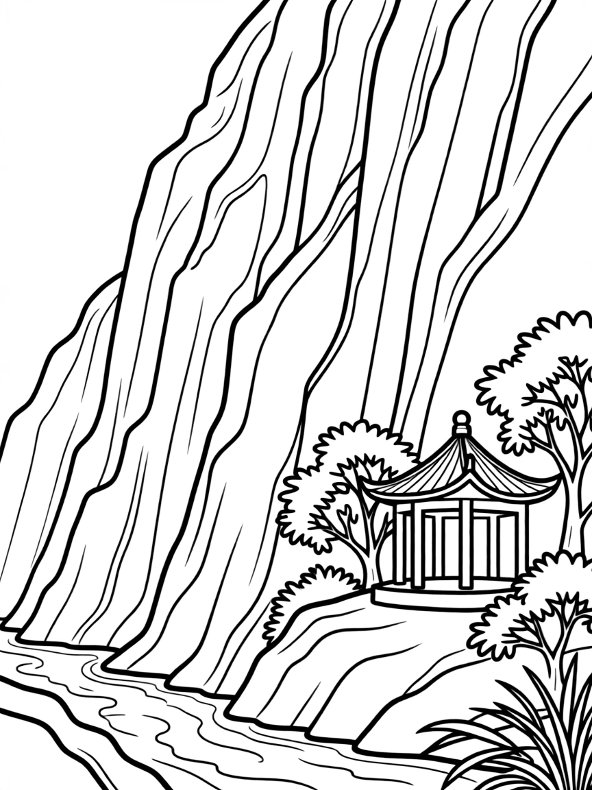 (Taiwan) The Taroko Gorge marble cliffs and the Eternal Spring Shrine tucked in the mountainside