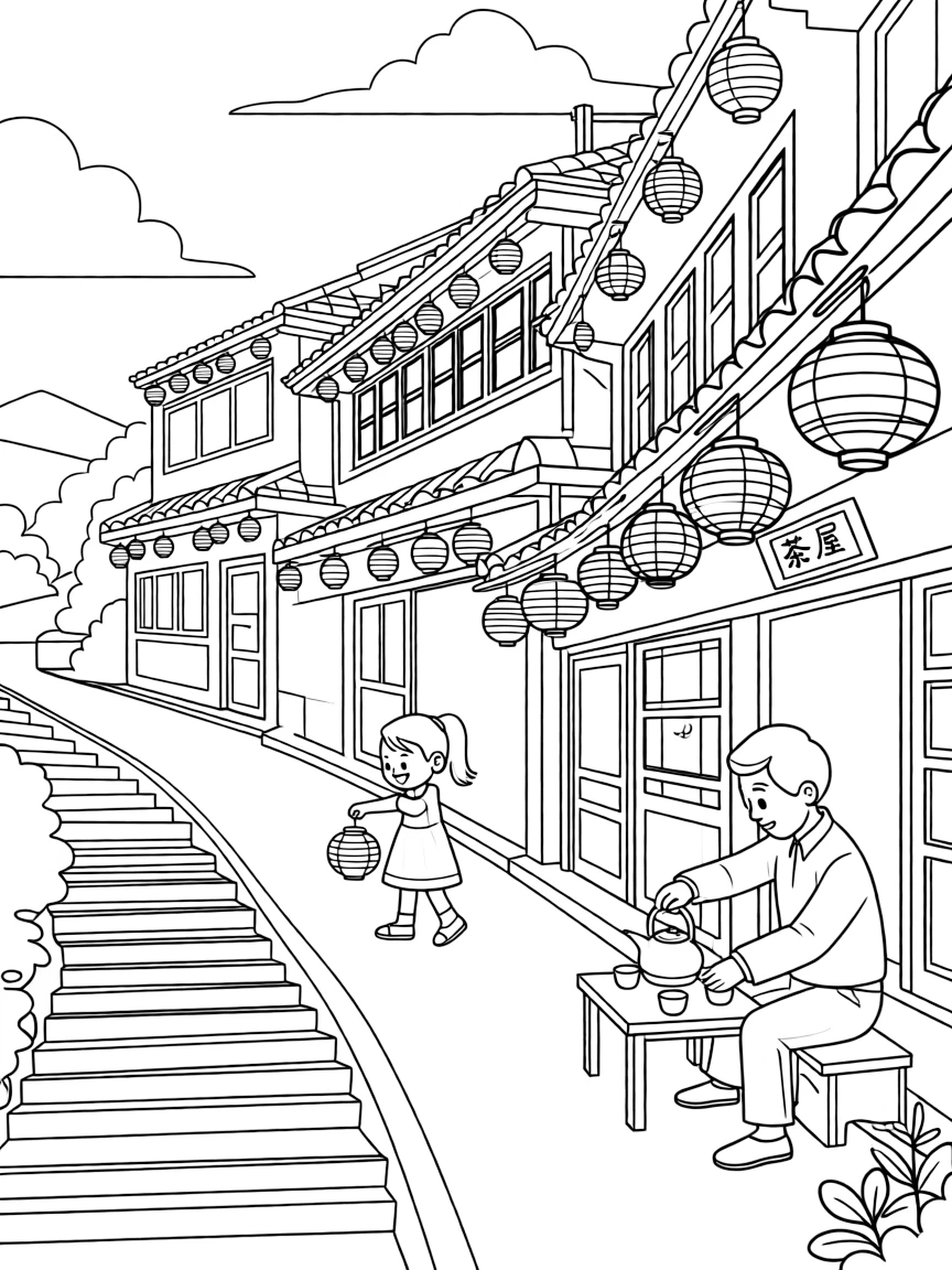 (Taiwan) The historic Jiufen mountain town with lantern-lit streets and teahouses on a hillside
