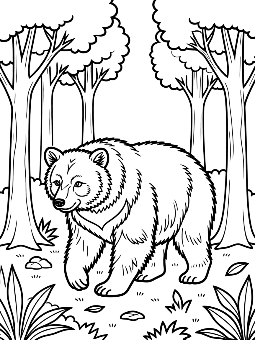 (Taiwan) A Formosan black bear (Taiwan’s native bear) with a white V-mark on its chest, walking in a forest