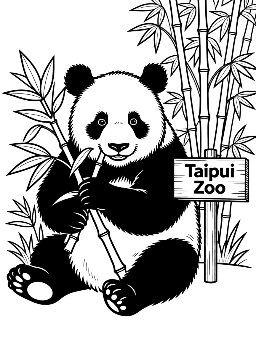 (Taiwan) A giant panda eating bamboo at Taipei Zoo (though pandas are from China, Taiwan has them in the zoo)
