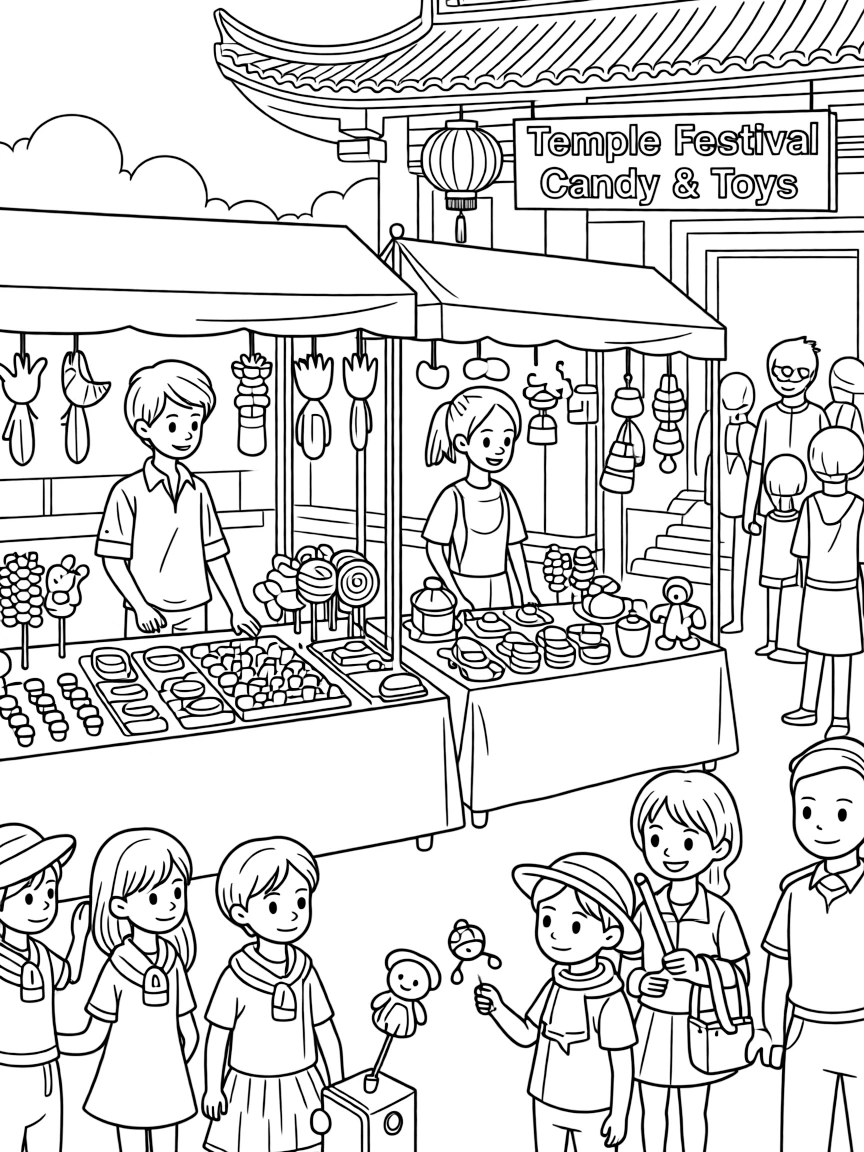 (Taiwan) Vendors at a temple fair selling candy figures and toys during a local festival