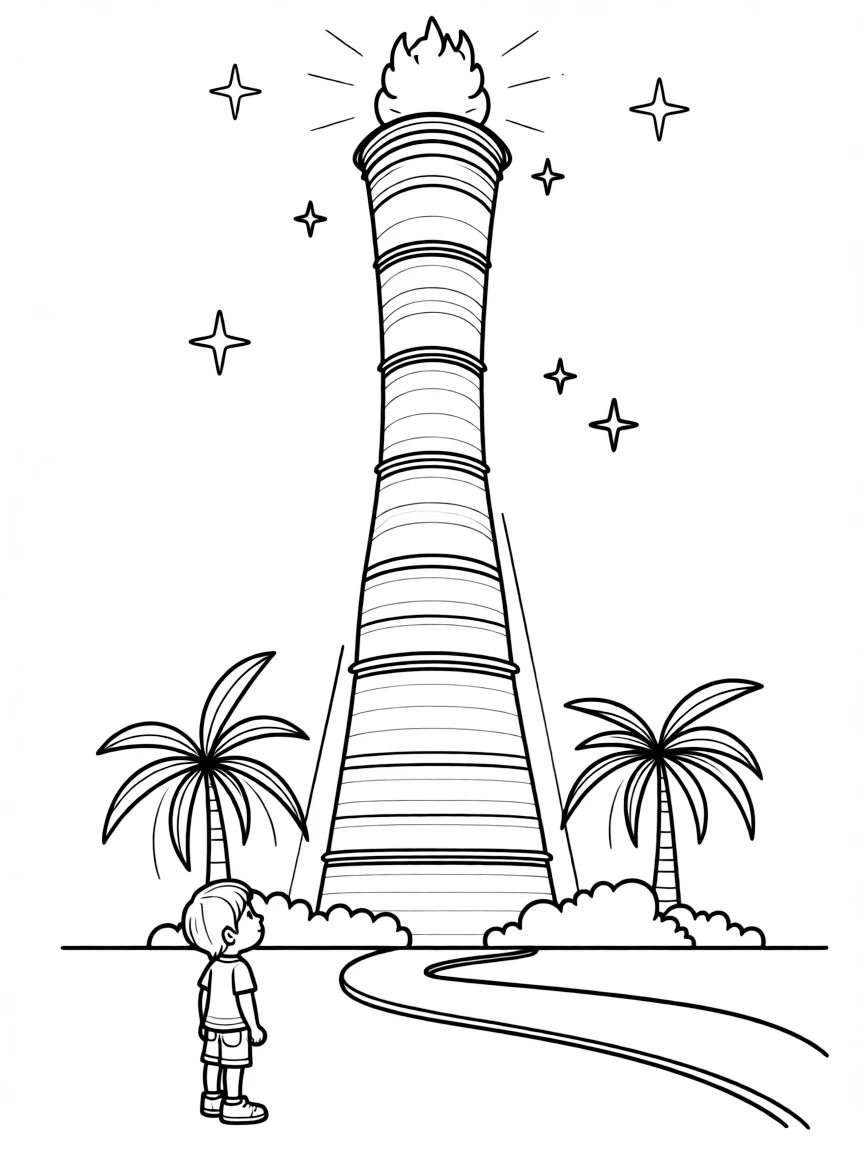 (Qatar) A view of Aspire Tower (Torch Tower) in Doha, a tall structure that lights up at night