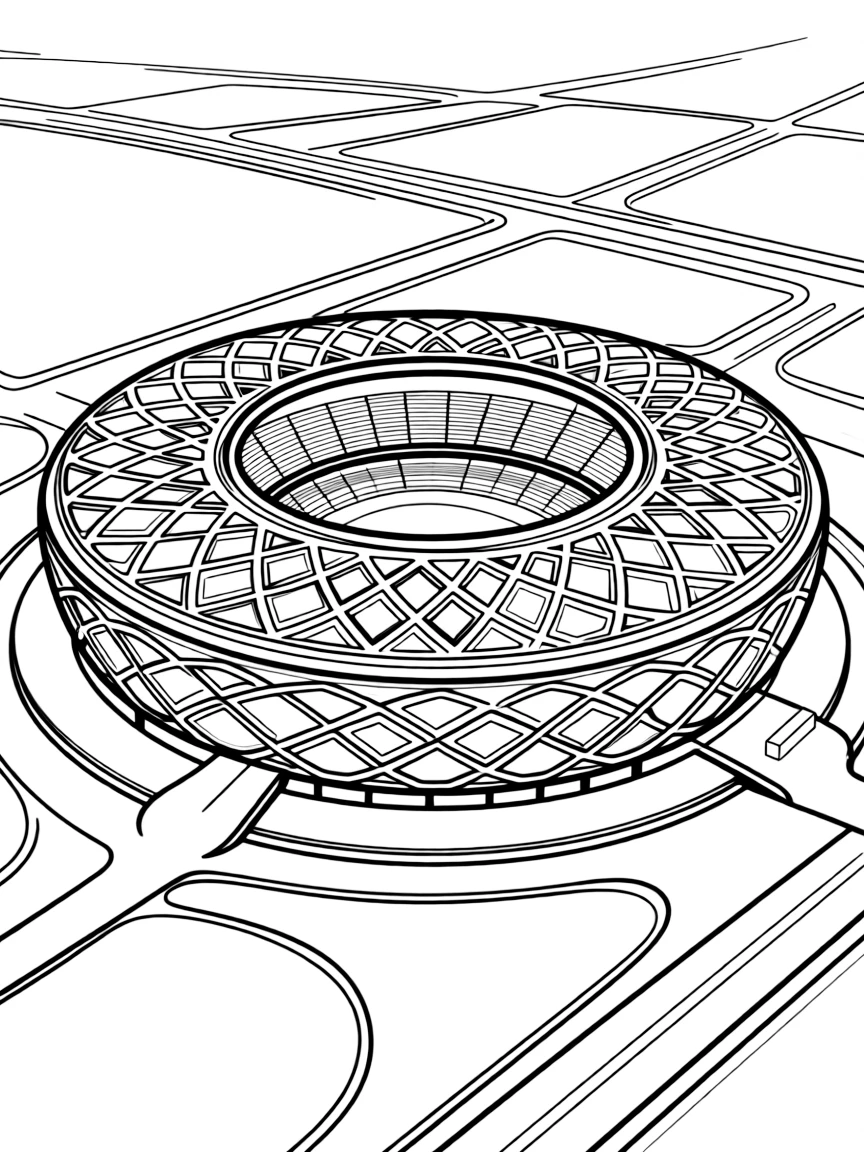 (Qatar) An aerial view of the 2022 World Cup stadium (Lusail Stadium) with its golden bowl design