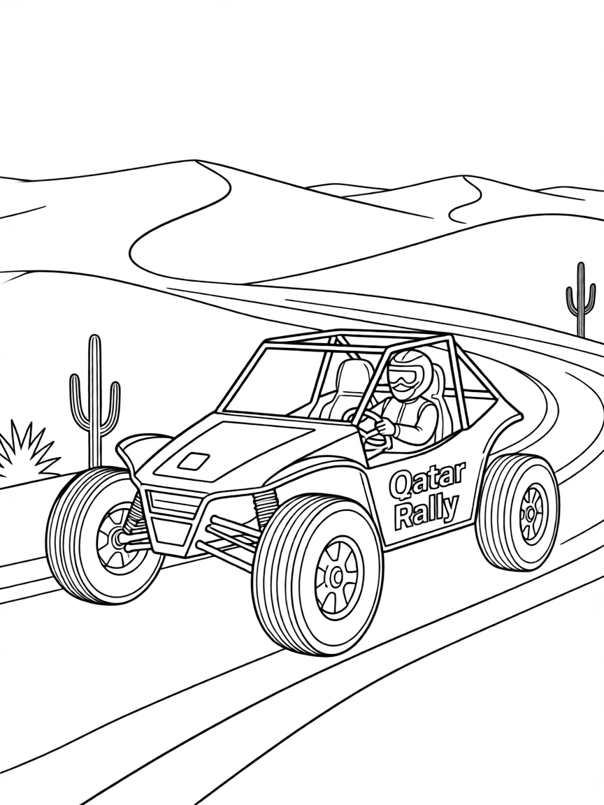 (Qatar) A desert rally car or dune buggy racing through the dunes (popular motorsport event in Qatar)