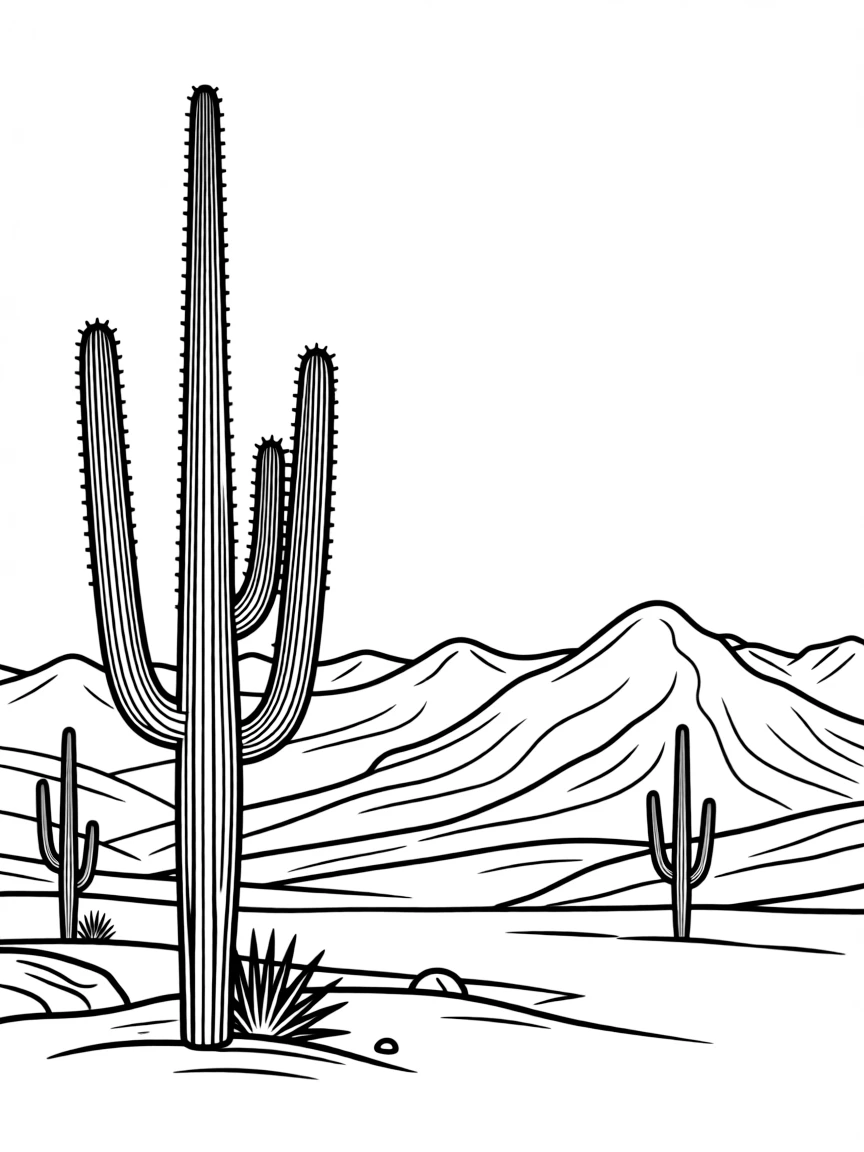 (Argentina) A tall cactus in the northwest Argentine desert with mountains behind it.