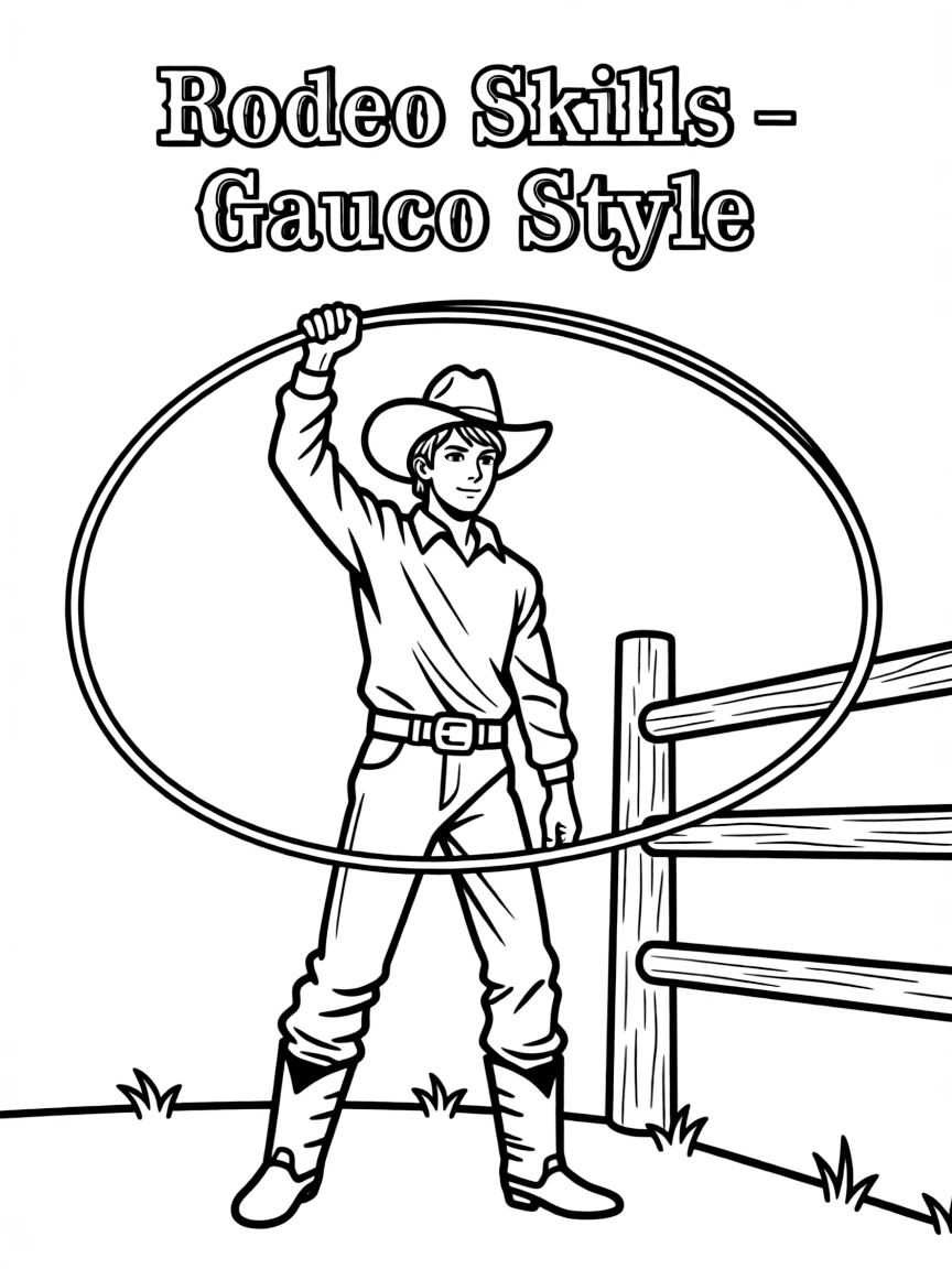 (Argentina) A gaucho twirling a lasso at a rodeo, showing off his cowboy skills.