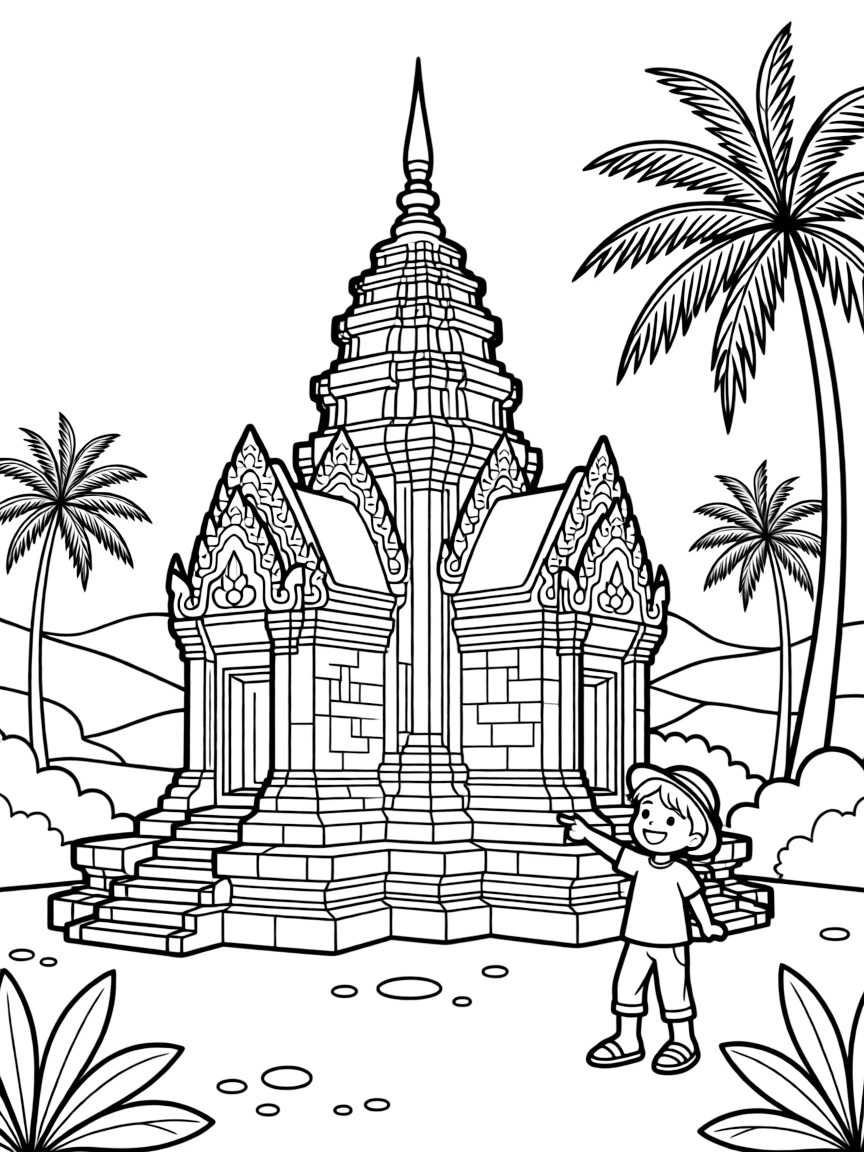 (Thailand) The ruins of an ancient Khmer-style temple with detailed carvings in Thailand’s countryside.