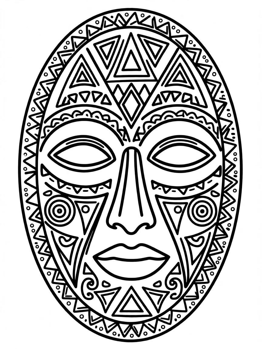(Nigeria) A beautiful carved wooden mask with intricate patterns from Nigerian art.