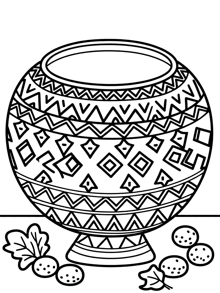 (Nigeria) A decorated calabash gourd bowl used for serving food or drink.