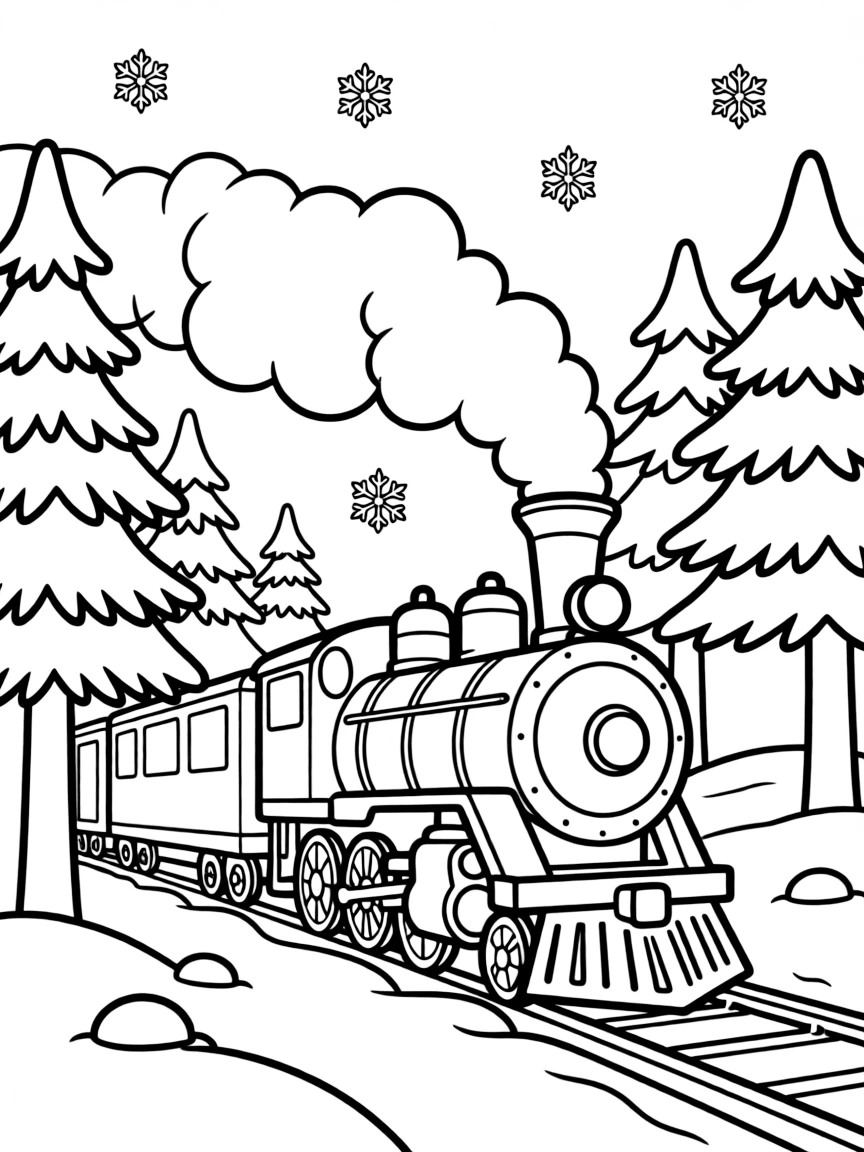 (Russia) A steam locomotive of the Trans-Siberian Railway chugging through a snowy forest.