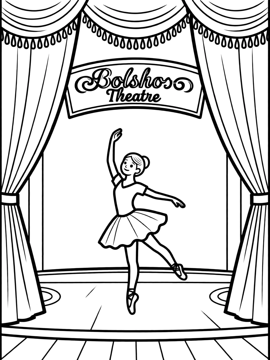 (Russia) A ballerina on stage performing a graceful ballet at the Bolshoi Theater.