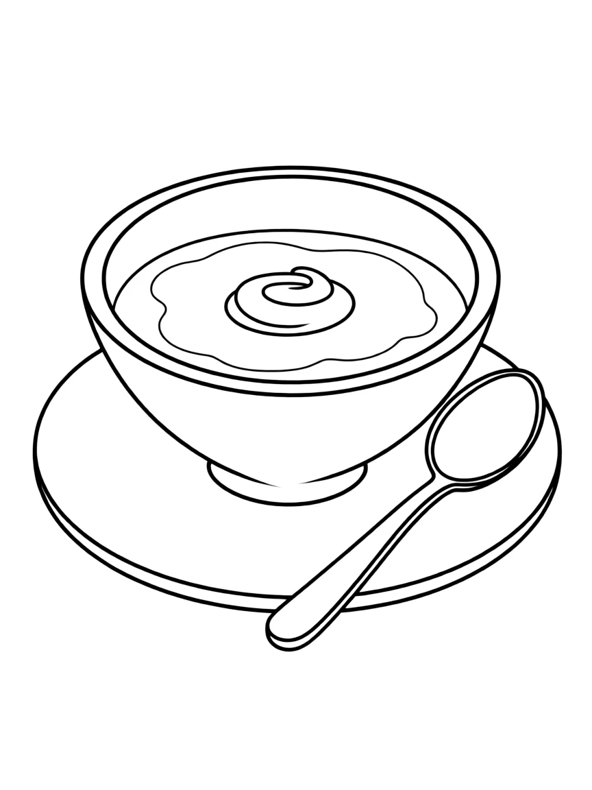 (Russia) A bowl of hot borscht soup (beet soup) with a dollop of sour cream on top.