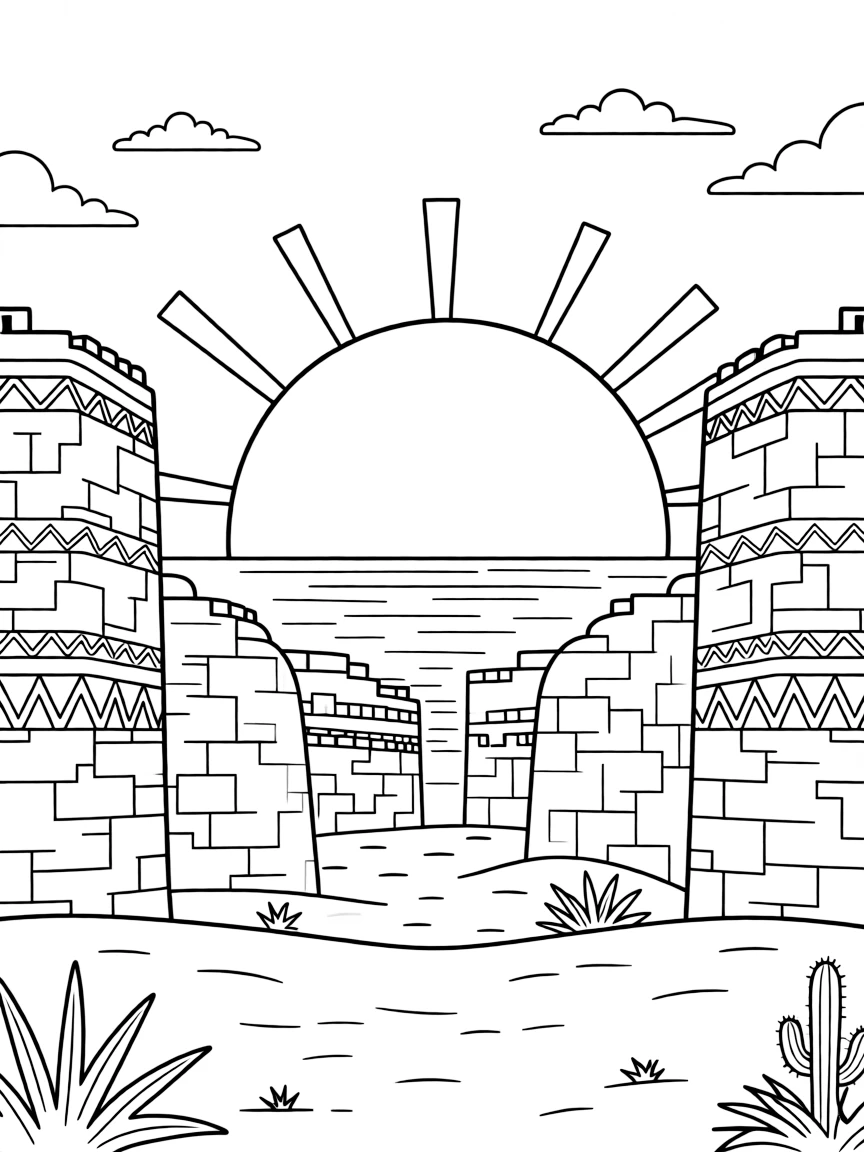 (Peru) The sun setting over the adobe ruins of Chan Chan, the ancient mud-brick city on the coast.