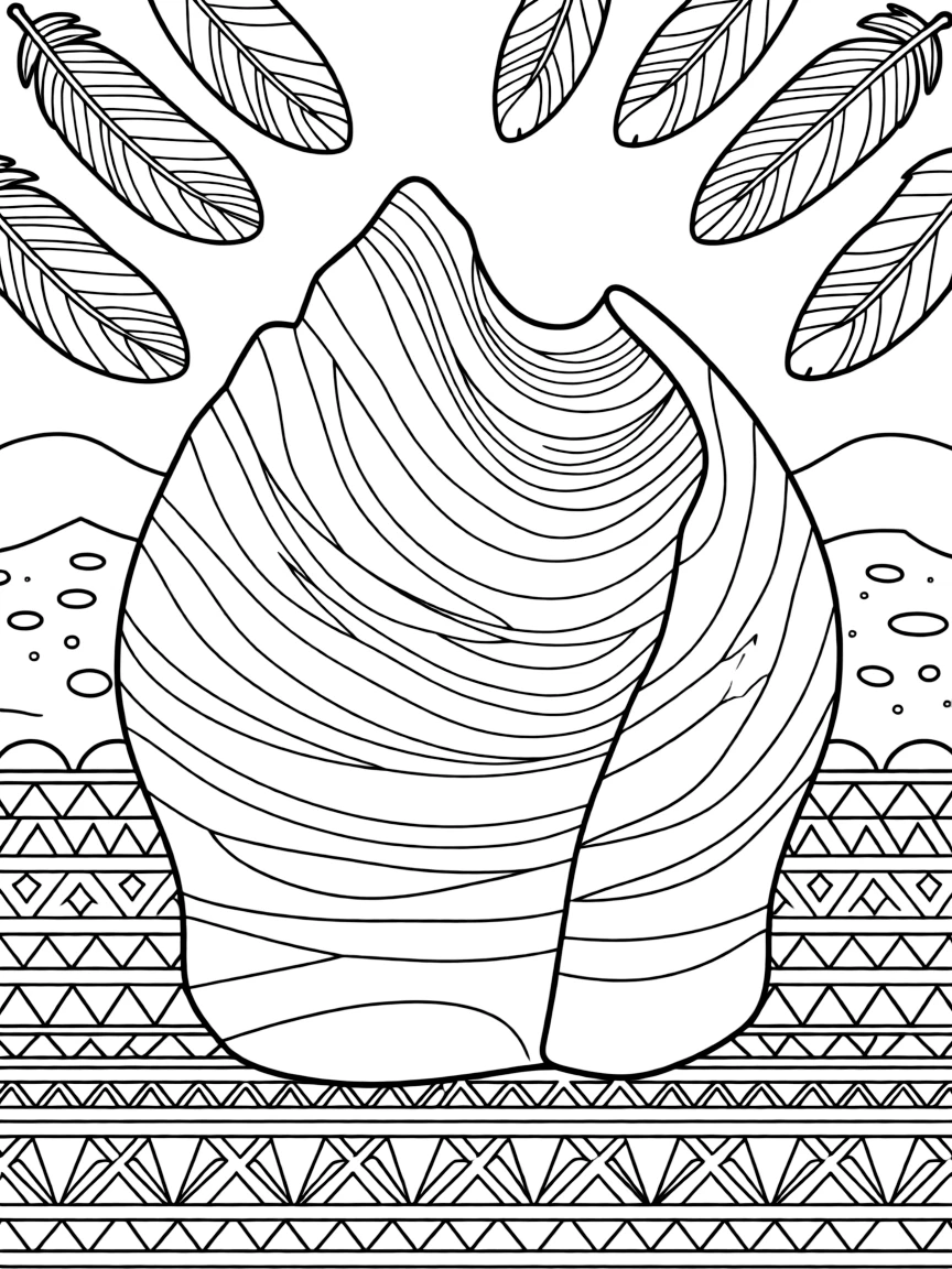Antelope Canyon with Native American feathers, desert sand patterns, and Southwest geometric designs