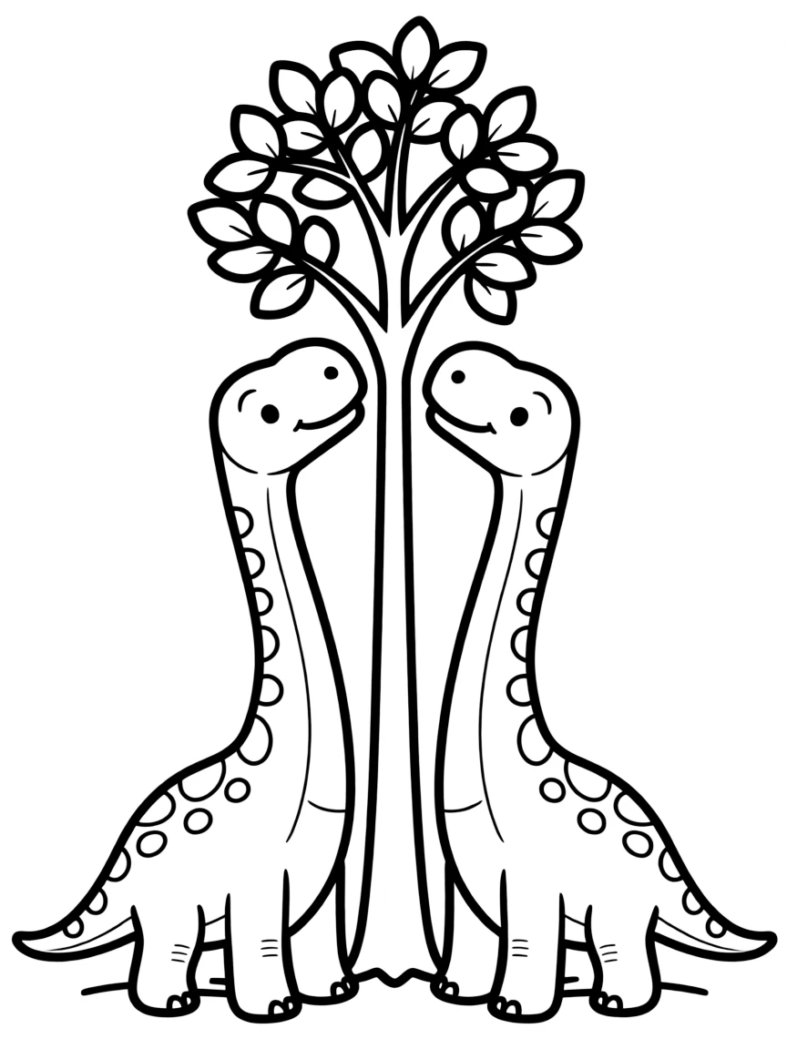 Brachiosaurus friends reaching for the same tree