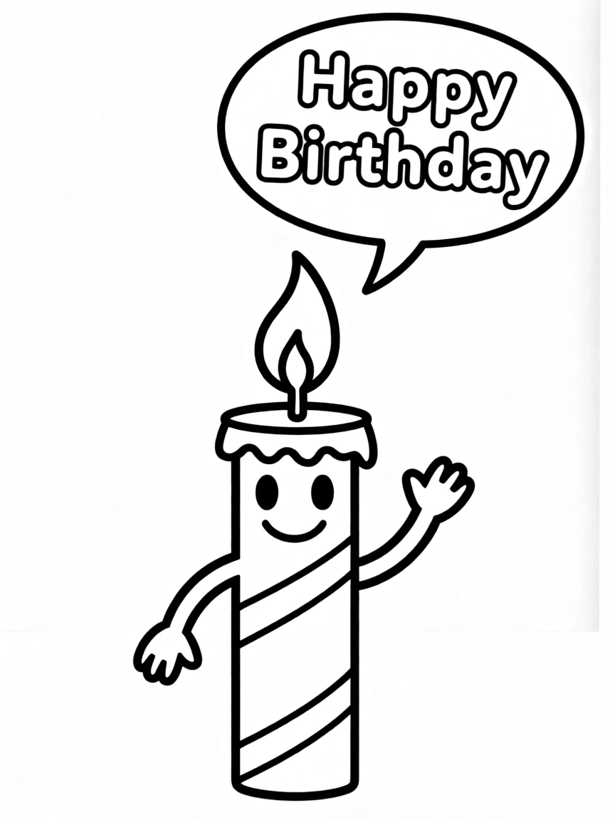 A bright **birthday candle** shining brightly and saying "Happy Birthday".