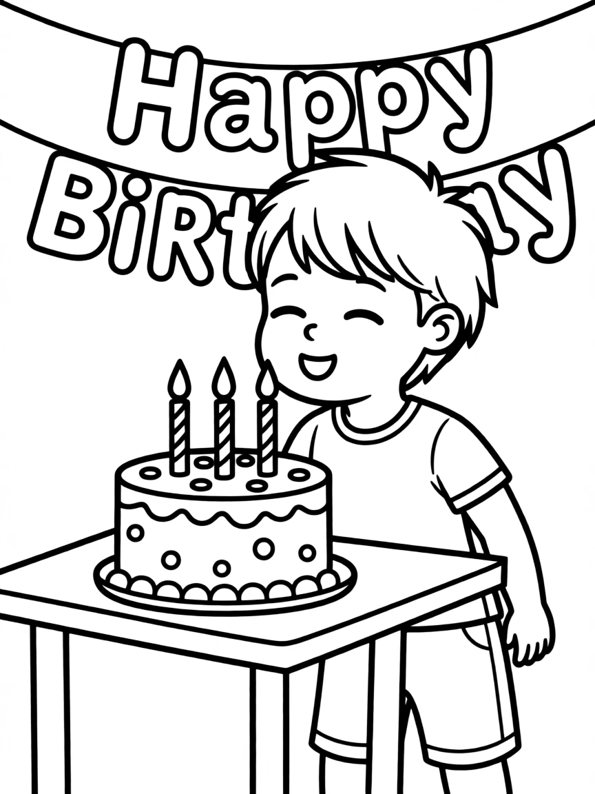A child making a **birthday wish** and saying "Happy Birthday".
