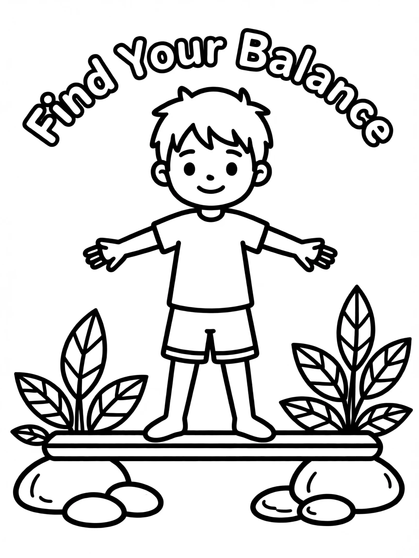 **Find Your Balance** harmonious coloring page, include the text "Find Your Balance".