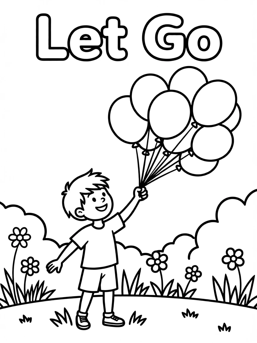 **Let Go** liberating coloring page, include the text "Let Go".