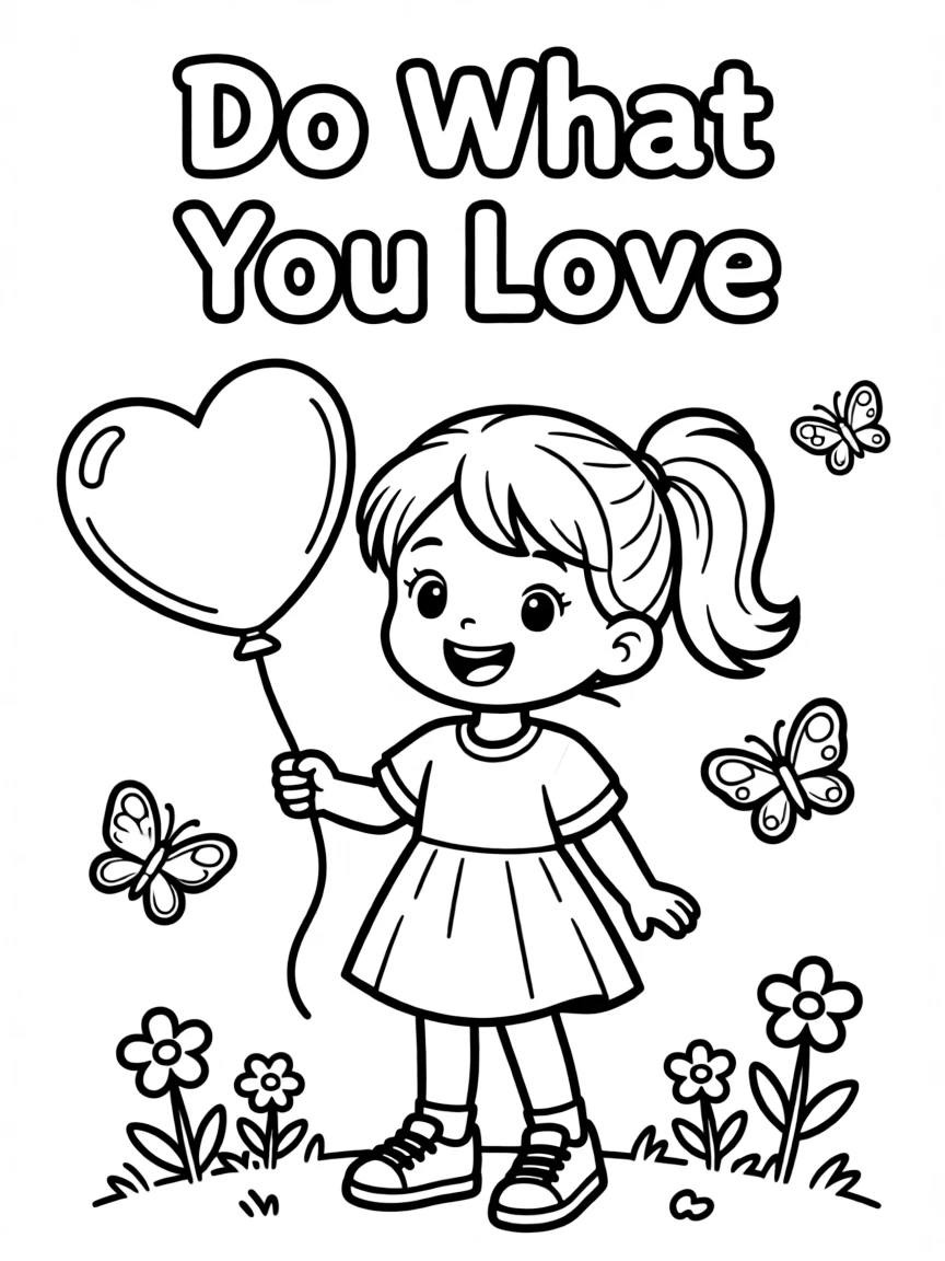 **Do What You Love** passionate coloring page, include the text "Do What You Love".