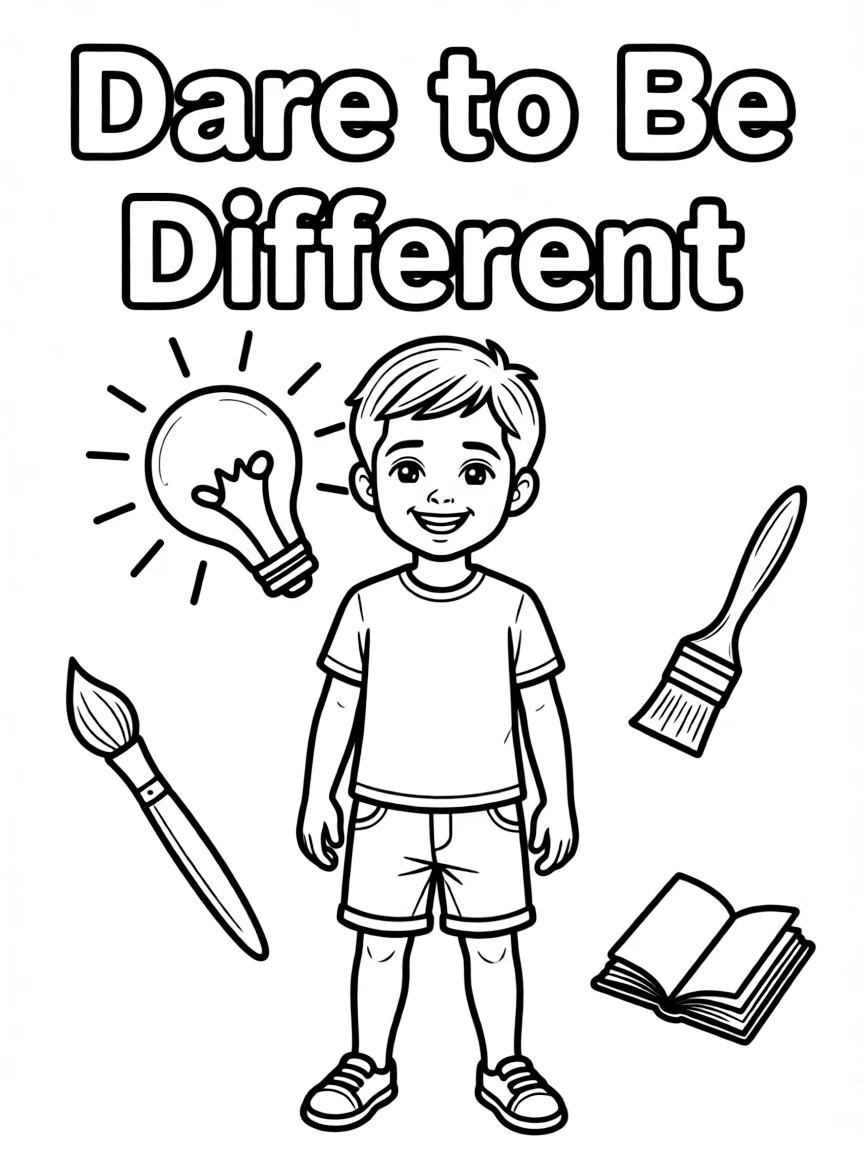 **Dare to Be Different** unique coloring page, include the text "Dare to Be Different".