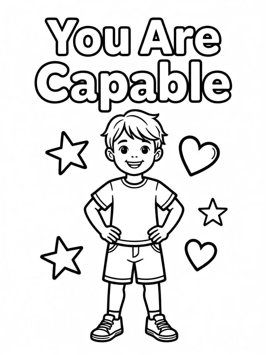 **You Are Capable** empowering coloring page, include the text "You Are Capable".