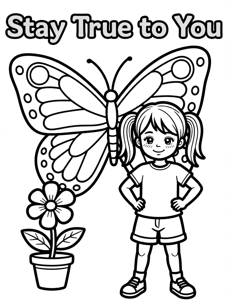 **Stay True to You** authentic coloring page, include the text "Stay True to You".
